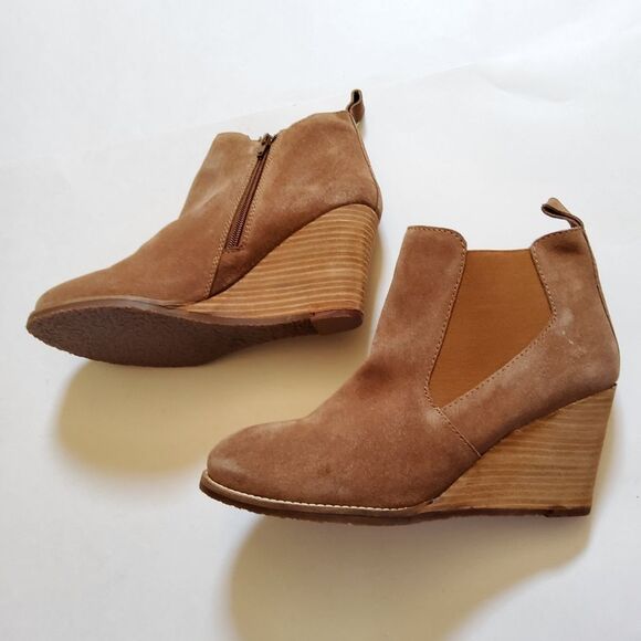 Diba Suede Leather Wedge Ankle Boots Booties Size 10 New - Picture 3 of 10
